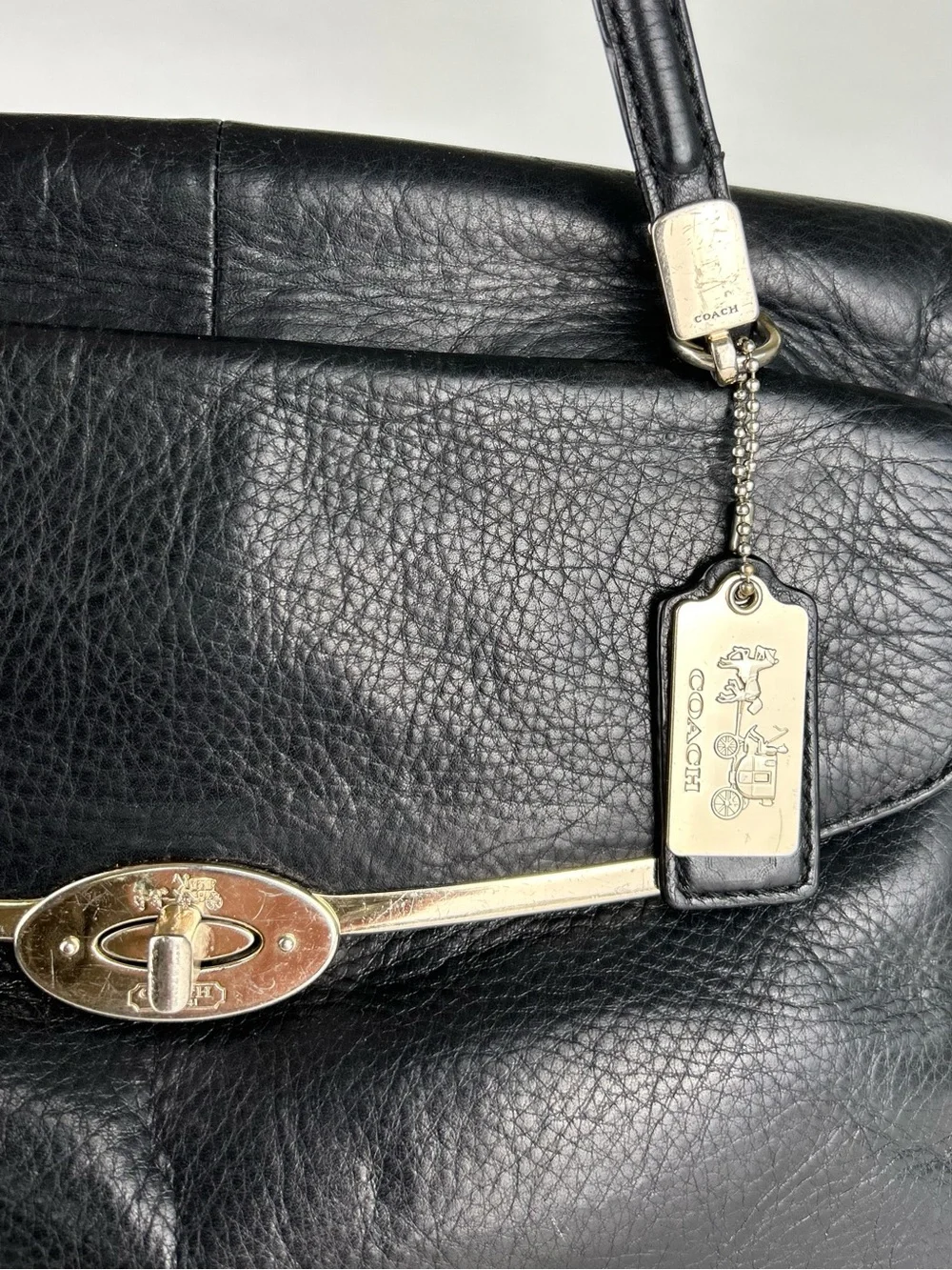 Coach Madison Madeline Black Leather Flap Purse Bag Satchel - Picture 9 of 15